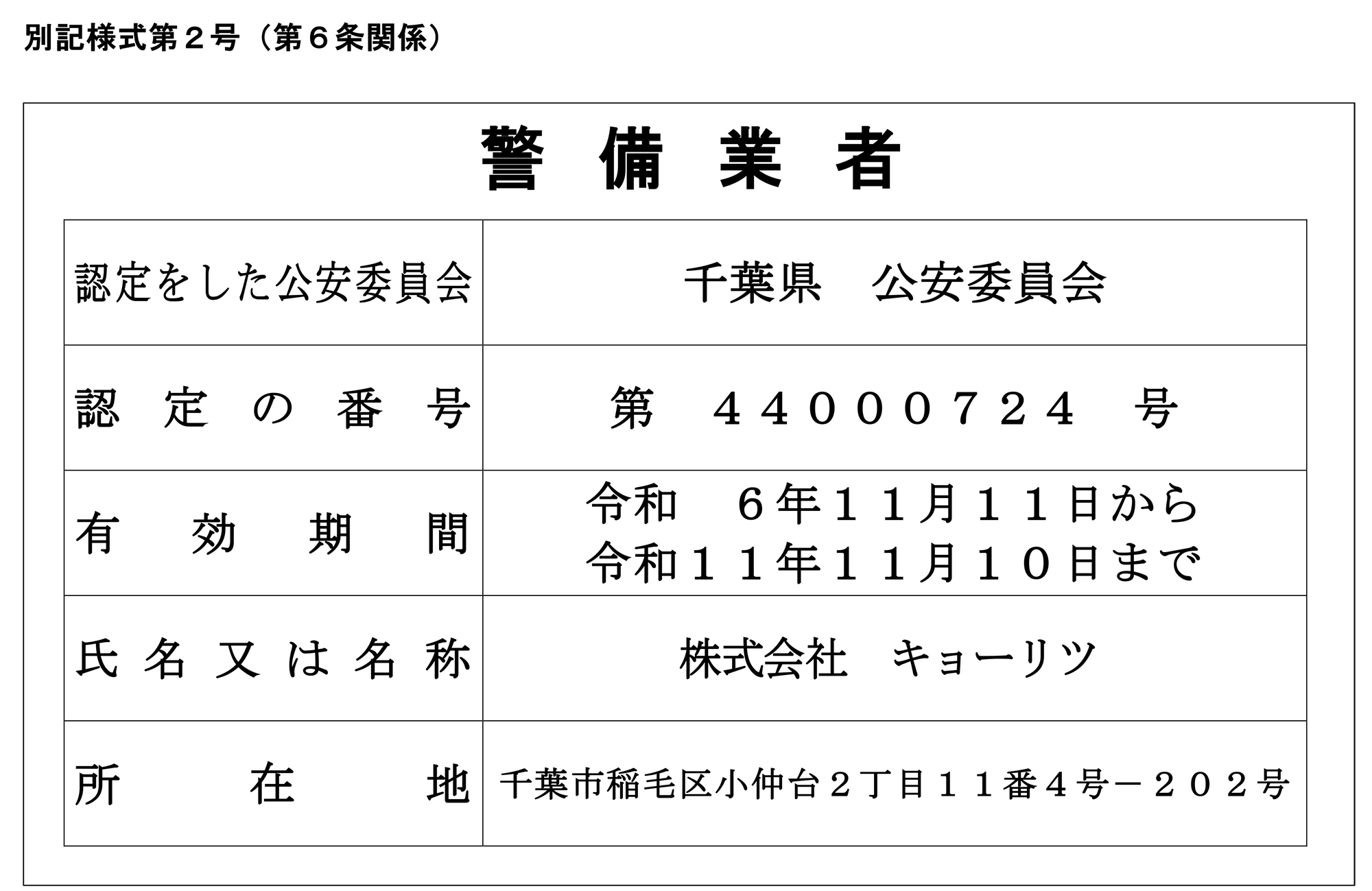 警備業者 標識